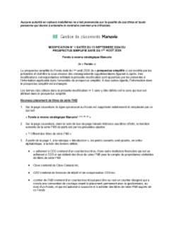 Prospectus simplifié Modification N° 1